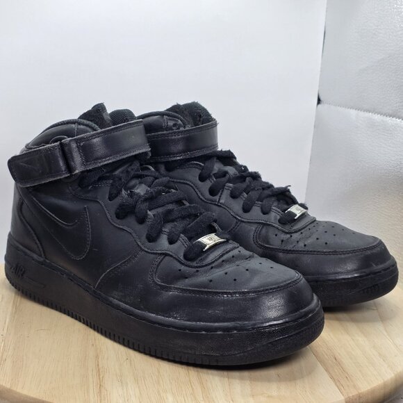 Mens Size 10 - Nike Air Force 1 Mid Triple Black Sneakers - Picture 5 of 9